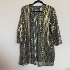 Chico’s Travelers Lace Jacket in Tuscan Olive/Gold